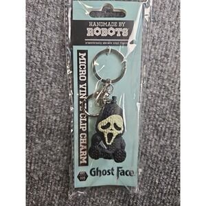 Ghost Face (Glow) Handmade By Robots micro vinyl Clip Charm,Keychain BRAND NEW